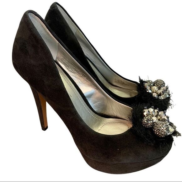 𝅺bcbgeneration BG-Scottie Black Suede bead Embellished High heel pumps size 6.5 - Picture 10 of 10